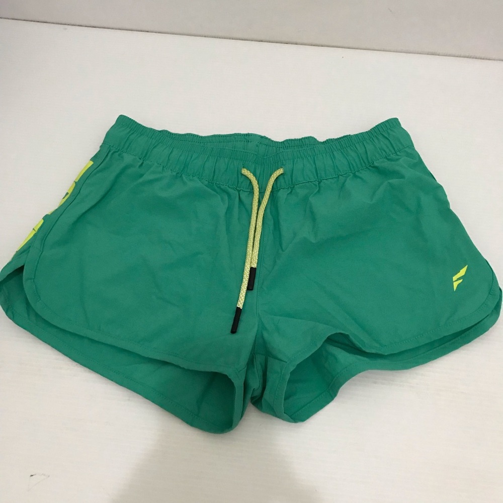 Flags Nor Fail Green Women’s Athletic Shorts with Yellow Drawstring Size M